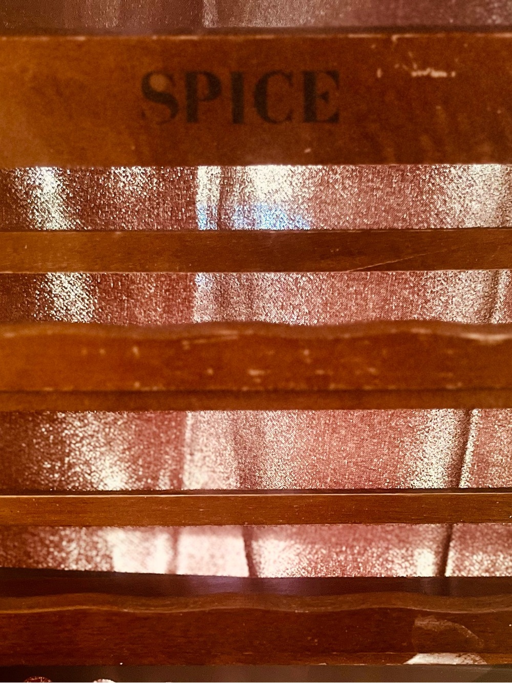 vintage wooden wall-mounted spice rack